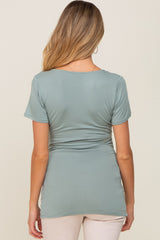 Mint Wrap Front Maternity/Nursing Top