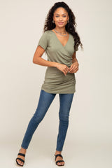 Olive Wrap Front Nursing Top