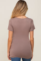 Mocha Wrap Front Maternity/Nursing Top