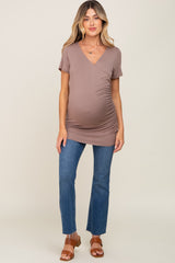 Mocha Wrap Front Maternity/Nursing Top