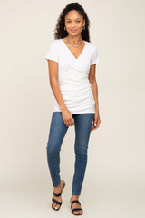 White Wrap Front Nursing Top