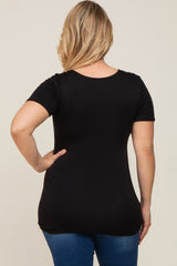 Black Wrap Front Plus Maternity/Nursing Top