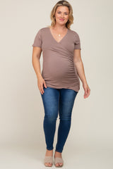 Mocha Wrap Front Plus Maternity/Nursing Top