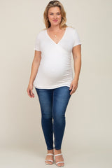 White Wrap Front Plus Maternity/Nursing Top