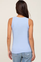 Light Blue Ribbed Basic Maternity Tank Top