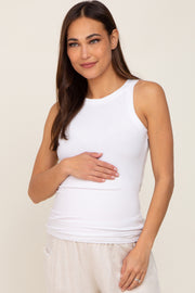 Ivory Ribbed Basic Maternity Tank Top