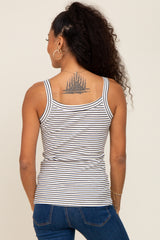 Ivory Striped Ribbed Tank Top