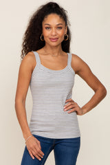 Heather Grey Striped Ribbed Maternity Tank Top