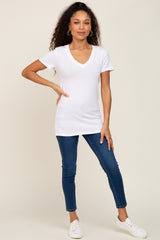 White Basic V-Neck Tee