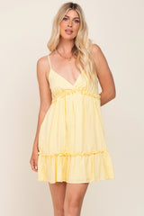 Yellow Strapless Ruffle Accent Mini Dress