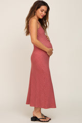 Rust Ditsy Floral Print Sleeveless Maternity Maxi