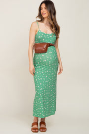 Green Floral Sleeveless Maternity Maxi Dress