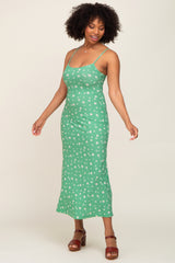 Green Floral Sleeveless Maxi Dress