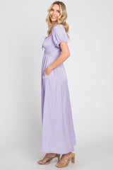 Lavender Puff Sleeve Maxi Dress