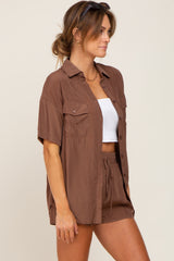 Mocha Button Up and Short Set