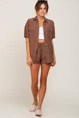 Mocha Button Up and Short Set