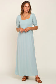 Light Green Puff Sleeve Maxi Dress