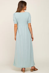 Light Green Puff Sleeve Maxi Dress