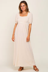 Cream Puff Sleeve Maternity Maxi Dress