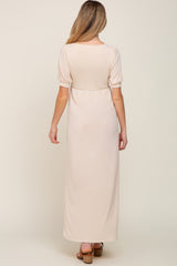 Cream Puff Sleeve Maternity Maxi Dress