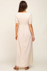 Cream Puff Sleeve Maxi Dress