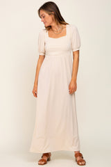 Cream Puff Sleeve Maxi Dress