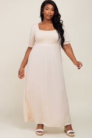 Cream Puff Sleeve Maxi Plus Dress