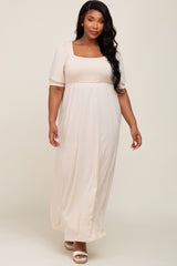 Cream Puff Sleeve Maxi Plus Dress