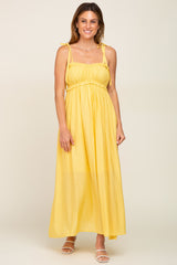 Yellow Sleeveless Ruffle Trim Maxi Dress