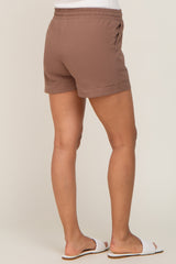 Mocha Drawstring Maternity Shorts