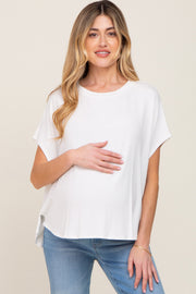 White Oversized Boxy Maternity Top