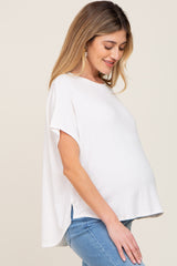 White Oversized Boxy Maternity Top