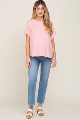 Light Pink Oversized Boxy Maternity Top