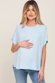 Light Blue Oversized Boxy Maternity Top