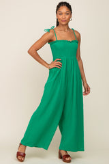 Green Sleeveless Cropped Jumpsuit