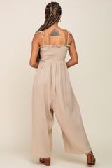 Taupe Sleeveless Cropped Jumpsuit