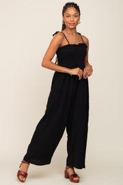 Black Sleeveless Cropped Jumpsuit