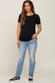 Light Wash Distressed Maternity Jeans