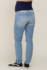 Light Wash Distressed Maternity Jeans