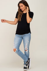 Light Wash Distressed Maternity Jeans