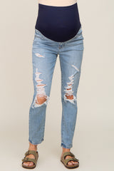 Light Wash Distressed Maternity Jeans