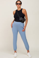 Blue Basic Pocketed Maternity Sweatpants