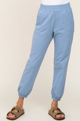 Blue Basic Pocketed Sweatpants