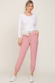 Pink Basic Pocketed Sweatpants