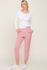 Pink Basic Pocketed Sweatpants