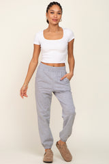 Heather Grey Basic Pocketed Sweatpants