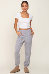 Heather Grey Basic Pocketed Maternity Sweatpants