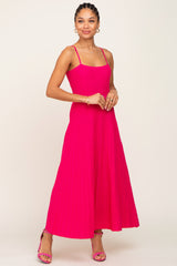 Fuchsia Rib Knit Sleeveless Maxi Dress