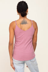 Mauve Ribbed Snap Button Cami