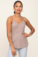 Mocha Ribbed Snap Button Maternity Cami